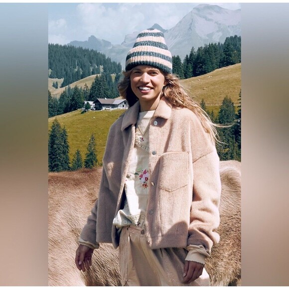 Free People We The Free Cozy Opal Swing Jacket In Frozen Dew Ivory NWOT Sz M - Picture 1 of 12